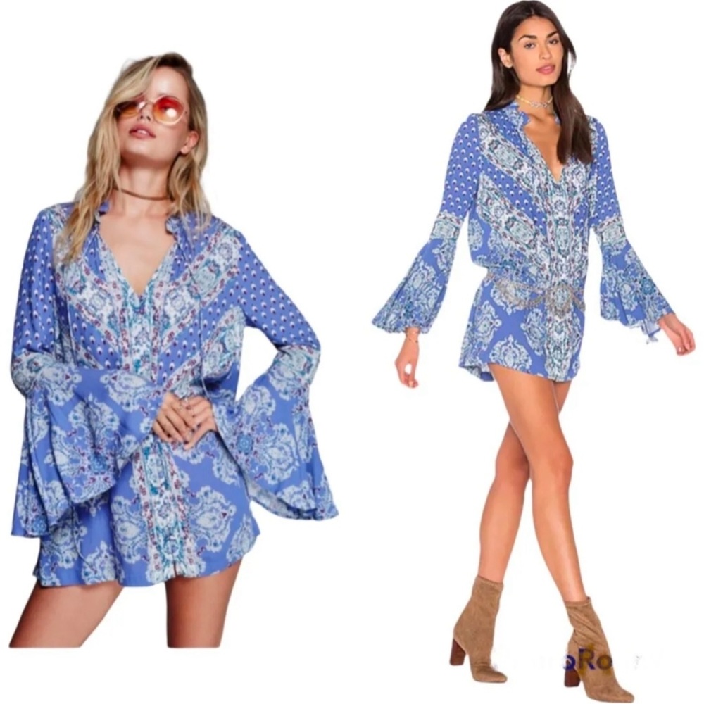 Free People Magical Mystery Tunic/Dress Blue Sz Med